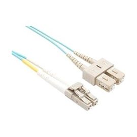 UNC OM4 LC TO SC FIBER OPTIC CABLE, AQUA 50/125UM DUPLEX MULTIMODE FIBER DESIGNE