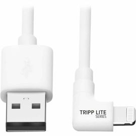 Eaton Tripp Lite Series USB-A to Right-Angle Lightning Sync/Charge Cable, MFi Certified - White, M/M, USB 2.0, 6 ft. (1.83 m)