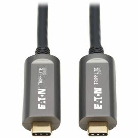 Tripp Lite by Eaton USB-C AOC Cable (M/M) - USB 3.2 Gen 2 (10 Gbps) Plenum-Rated Fiber Active Optical Cable - Data Only Black 15 m (49 ft.)