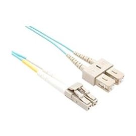 UNC OM4 LC TO SC FIBER OPTIC CABLE, AQUA 50/125UM DUPLEX MULTIMODE FIBER DESIGNE