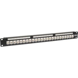 Tripp Lite by Eaton 24-Port Cat6/Cat5 Low Profile Feed-Through Patch Panel 1U Rack-Mount/Wall-Mount TAA
