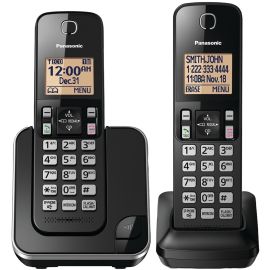 PANASONIC EXPANDABLE CORDLESS PHONE SYSTEM WITH AMBER BACKLIT DISPLAY 2 HANDSETS
