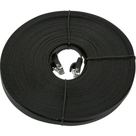 CAT5E FLAT  PATCH CABLE_ 100FT BLACK