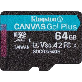 KINGSTON 64GB MICROSDXC CANVAS GO PLUS 170R A2 U3 V30 SINGLE PACK