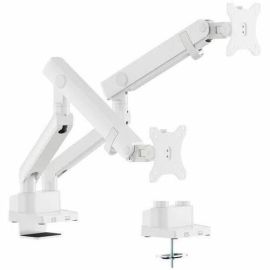 DUAL MONITOR MOUNT (WHITE) ARTICULATING SPRING ARM