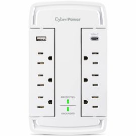 CYBERPOWER CSP6WSUC SURGE 800V 5-15P WALL TAP WHITE