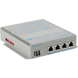 Omnitron Systems OmniConverter GPoE+/SX 4x PoE+ LC Multimode 550m US AC Powered