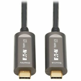 Tripp Lite by Eaton USB-C to USB-C Plenum-Rated Fiber Active Optical Cable (AOC) - 4K 60 Hz HDR 4:4:4 M/M Black 15 m (49 ft.)