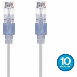 MONOPRICE CAT6A 2FT WHITE 10-PK PATCH CABLE_ UTP_ 30AWG_ 10G_ PURE BARE COPPER_