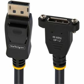 StarTech.com 3ft (1m) Panel Mount DisplayPort Cable, 4K x 2K Video, DisplayPort 1.2 Extension Cable Male to Female, DP Extender Cord