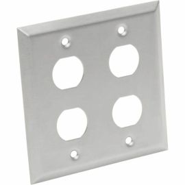 Tripp Lite by Eaton 4 Port Double Gang Faceplate Stainless Steel Industrial Grade IP44 TAA