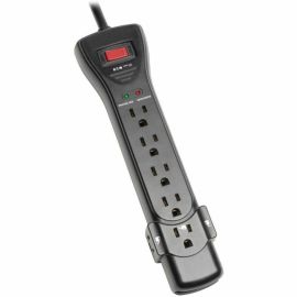 Tripp Lite by Eaton Protect It! 7-Outlet Surge Protector 7 ft. Cord with Right-Angle Plug 2160 Joules Diagnostic LEDs Black Housing