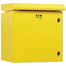 Tripp Lite by Eaton SmartRack Industrial Enclosure with Lock - NEMA 3R, Wall Mount, Metal Construction, Internal Fans, 23 in. Depth, 12U, Yellow
