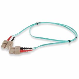 9M SC TO SC AQUA OM4 DUPLEX OFNR (RISER-RATED) TAA FIBER PATCH CABLE