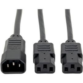 Eaton Tripp Lite Series C14 Male to C13 Female Splitter, PDU Style - C14 to 2x C13, 10A, 250V, 18 AWG, 6 ft. (1.83 m), Black