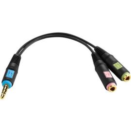 COMBO AUDIO ADAPTOR: 2 X 3,5MM STEREO JACK PLUG TO 1 X 3,5MM 4POL JACK PLUG