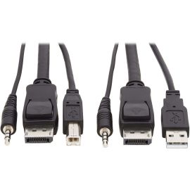 Tripp Lite by Eaton DisplayPort KVM Cable Kit 3 in 1 - 4K DisplayPort USB 3.5 mm Audio (3xM/3xM) 4:4:4 6 ft. (1.83 m) Black