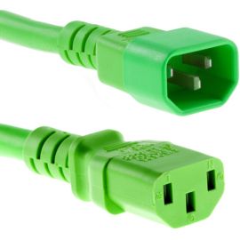 POWER CORD C13 - C14, 18AWG, 10AMP, 250V, SVT JACKET, GREEN, 4FT, IEC C13 TO IEC