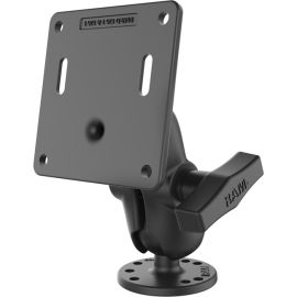 RAM 1.5 INCH BALL MOUNT WITH SHORT DOUBLE SOCKET ARM, 2.5 INCH ROUND BASE (AMPS