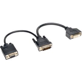 Tripp Lite by Eaton DVI Y Splitter Cable Digital and VGA Monitors (DVI-I M to DVI-D F and HD15 F) 6-in. (15.24 cm)