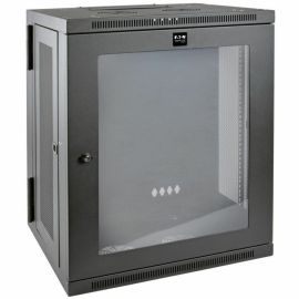 Tripp Lite by Eaton SmartRack 15U Low-Profile Switch-Depth Wall-Mount Half-Height Rack Enclosure Clear Acrylic Window Hinged Back