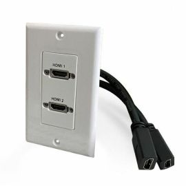 COMPREHENSIVE DUAL HDMI PIGTAIL WALL PLATE (WHITE)