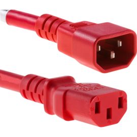 POWER CORD C13 - C14, 18AWG, 10AMP, 250V, SVT JACKET, RED, 7FT, IEC C13 TO IEC C