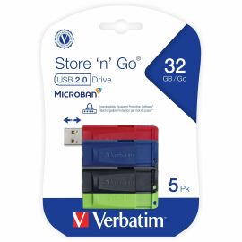 32GB Store 'n' Go USB Flash Drive - 5pk - Assorted
