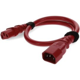 7FT C13 FEMALE TO C14 MALE 18AWG 100-250V AT 10A RED POWER CABLE
