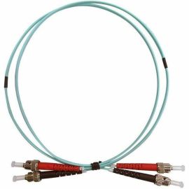 MONOPRICE MULTI-MODE OM4 FIBER OPTIC CABLE - ST-ST UL 3MM 50/125 OFNR DUPLEX AQU