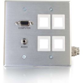 RAPIDRUN VGA(HD15) + 3.5MM STEREO + 4 KEYSTONES AUDIO DOUBLE GANG WALL PLATE - B