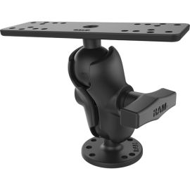 RAM 1.5 BALL MOUNT WITH SHORT DOUBLE SOCKET ARM, 6.25 X 2 RECTANGLE BASE & 2.5 R