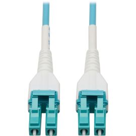 Eaton Tripp Lite Series 100G Duplex Multimode 50/125 OM4 Armored Fiber Optic Cable (LC/LC Duplex M/M), LSZH, Aqua, 100 m (328 ft.)
