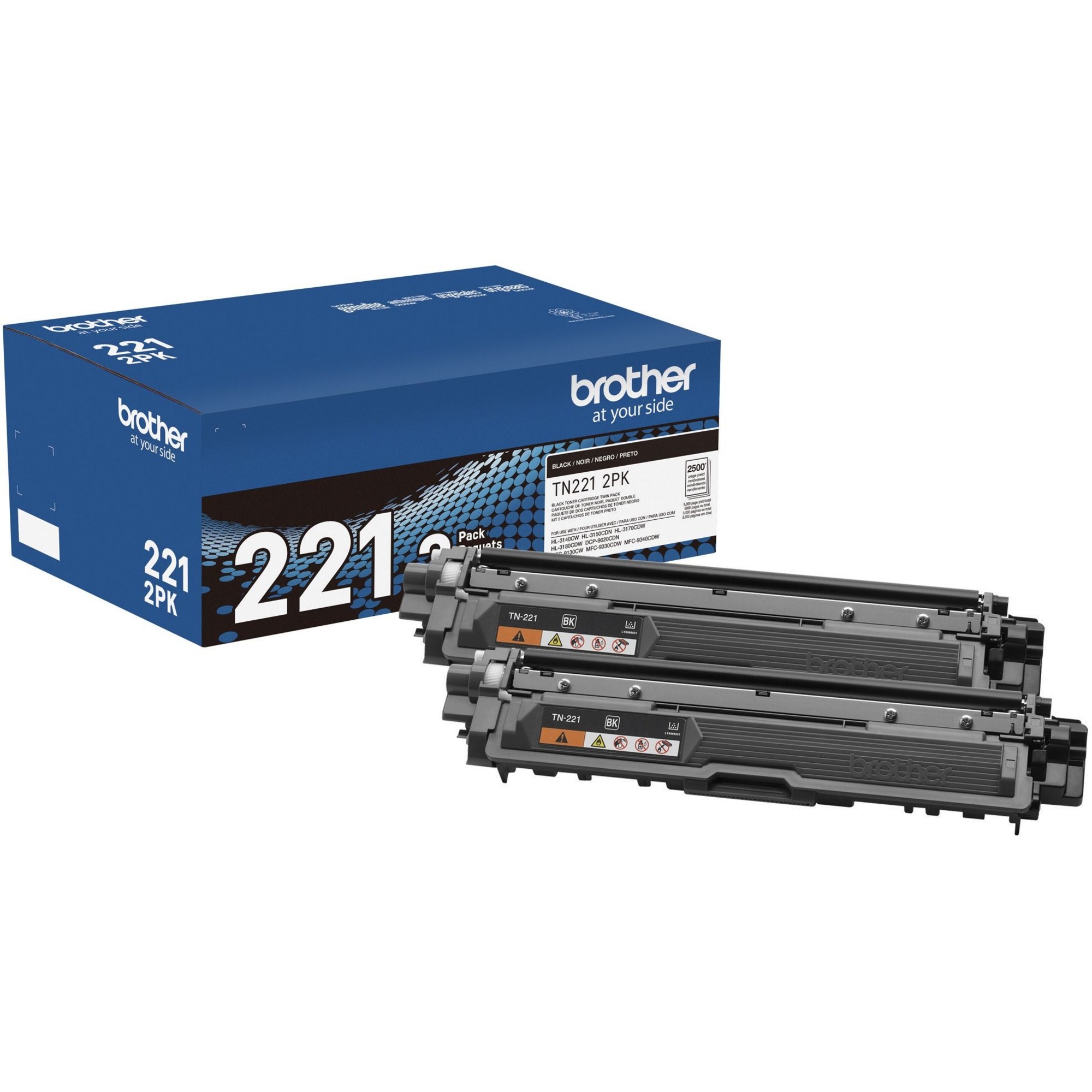 Brother TN221 Original Standard Yield Laser Toner Cartridge - Twin-pack - Black - 1 Box