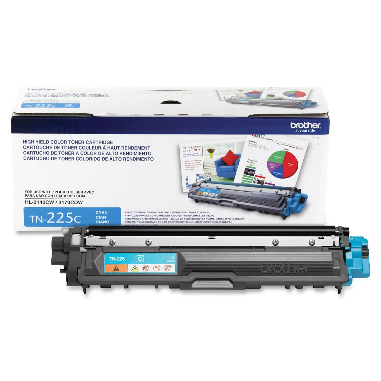 Brother Genuine TN225C High Yield Cyan Toner Cartridge