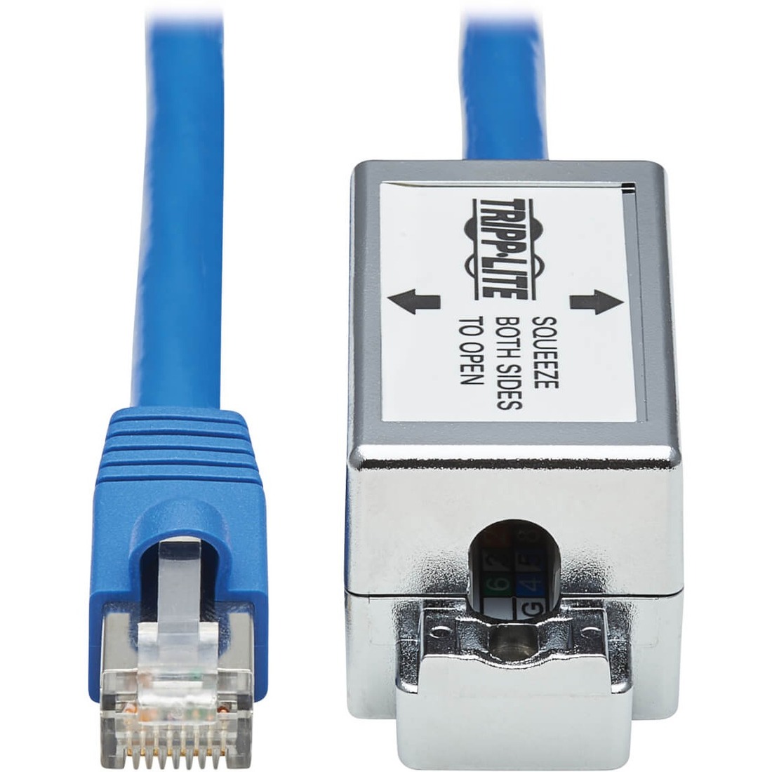 Eaton Tripp Lite Series Cat6a Junction Box Cable Assembly - Surface Mount, Shielded, PoE+, RJ45/110 Punchdown, 18-in. (45.72 cm), Blue, TAA