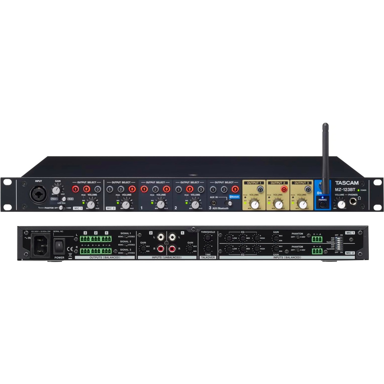 TASCAM MZ-123BT Compact Multi-Zone Audio Mixer with Bluetooth