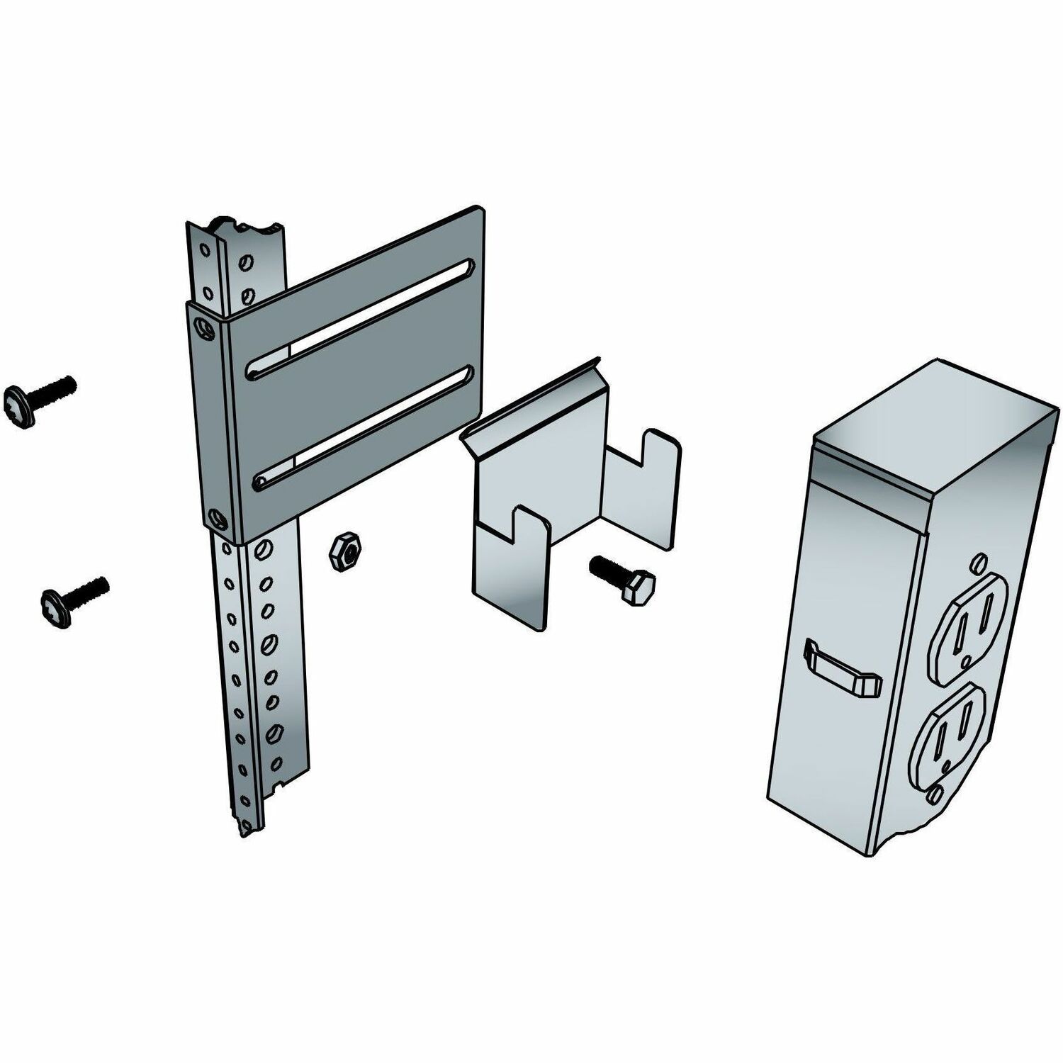 Middle Atlantic Power Strip Bracket Front/Back Rack Mount for Power Distribution - Sold in Pairs - Black Powder Coat