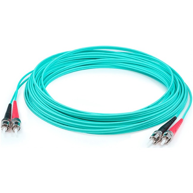 AddOn 37m ST to ST Aqua OM4 Duplex LSZH Fiber Patch Cable