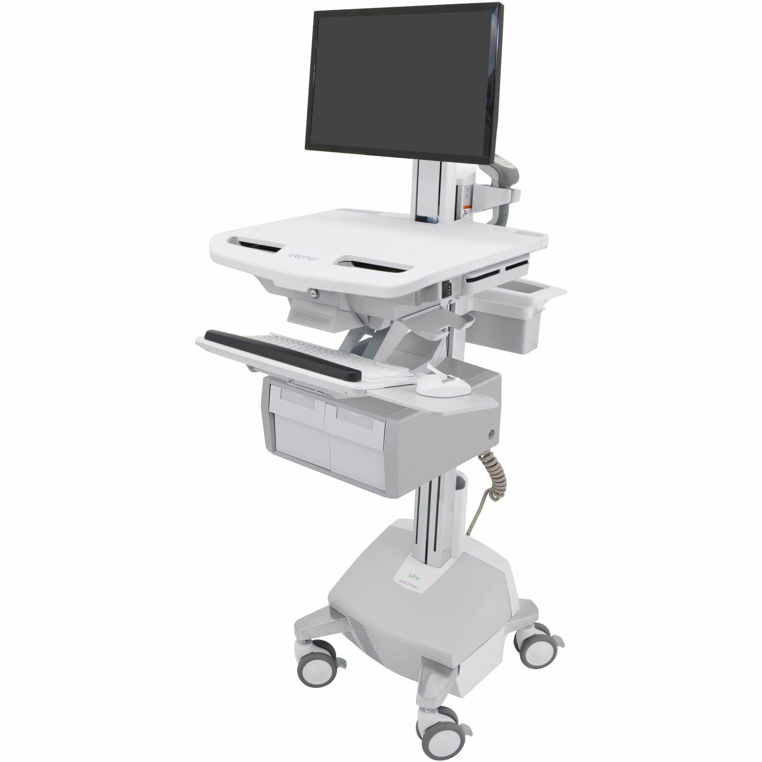 Ergotron StyleView Electric Lift Cart with LCD Pivot, LiFe Powered, 2 Tall Drawers (2x1)