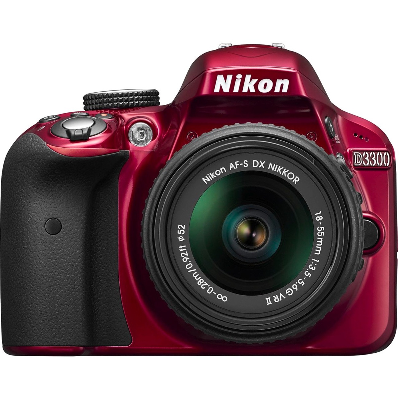 Nikon D3300 24.2 Megapixel Digital SLR Camera with Lens - 0.71" - 2.17" - Red