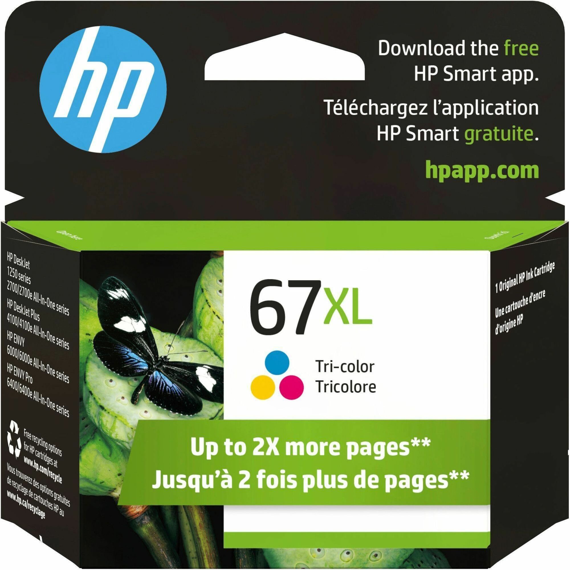 HP 67XL Original High Yield Inkjet Ink Cartridge - Tri-color - 1 Pack