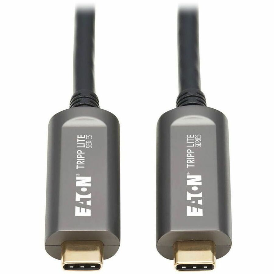 Tripp Lite by Eaton USB-C AOC Cable (M/M) - USB 3.2 Gen 2 (10 Gbps) Plenum-Rated Fiber Active Optical Cable - Data Only Black 15 m (49 ft.)