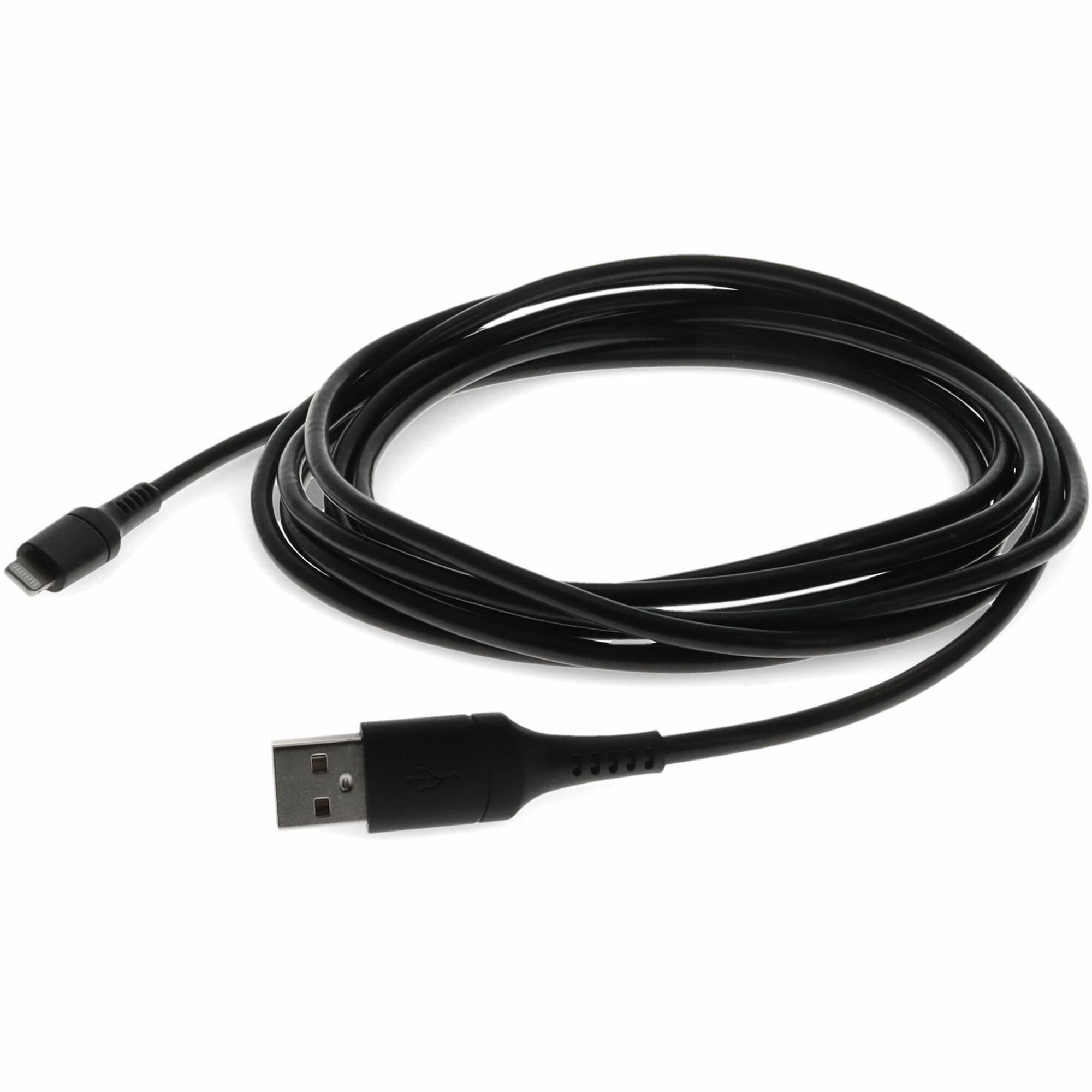 AddOn 2.0m (6.6ft) USB A 2.0 Male to Lightning Male Sync and Charge Black Cable