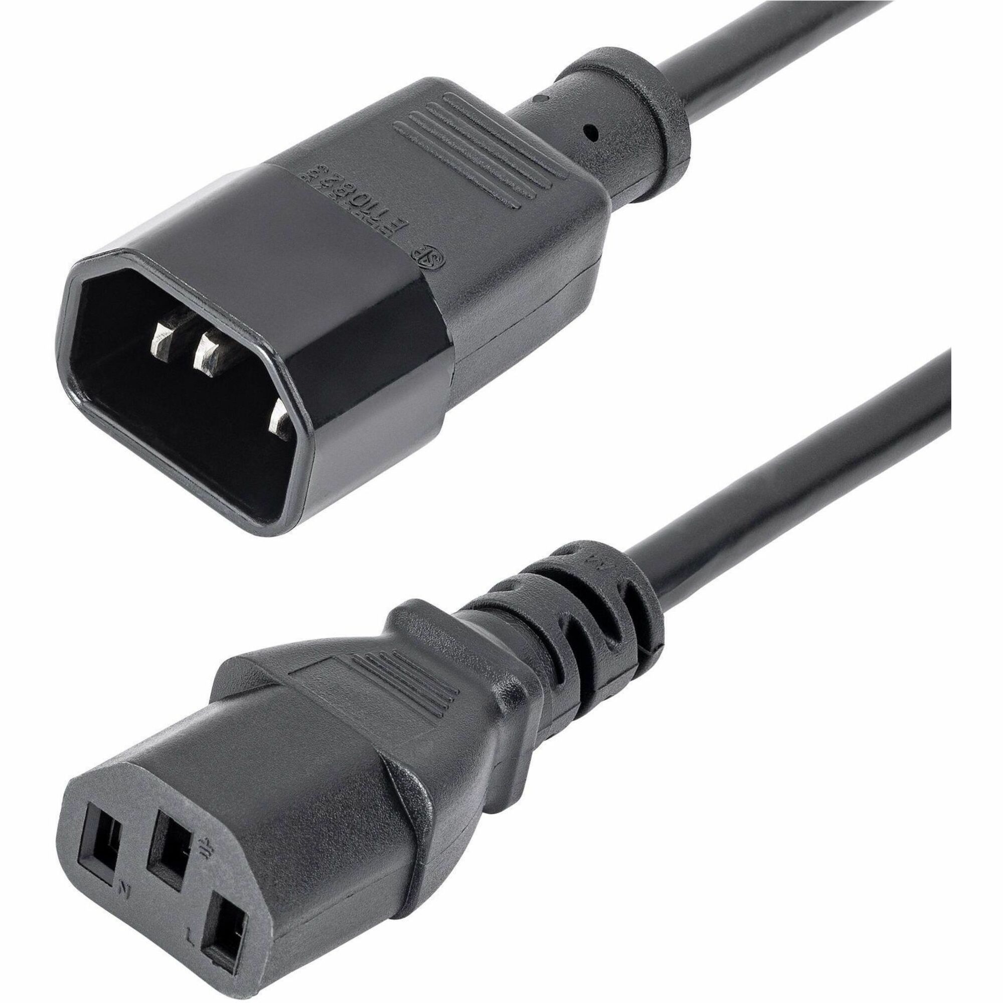 StarTech.com 2ft (0.6m) Power Extension Cord, C14 to C13, 10A 125V, 18AWG, Computer Power Cord Extension, Power Supply Extension Cable