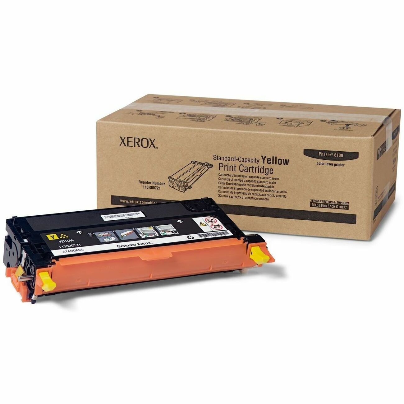 Xerox Genuine Phaser™ 6180/6180MFP Yellow Standard capacity Toner Cartridge (2000 Pages) - 113R00721