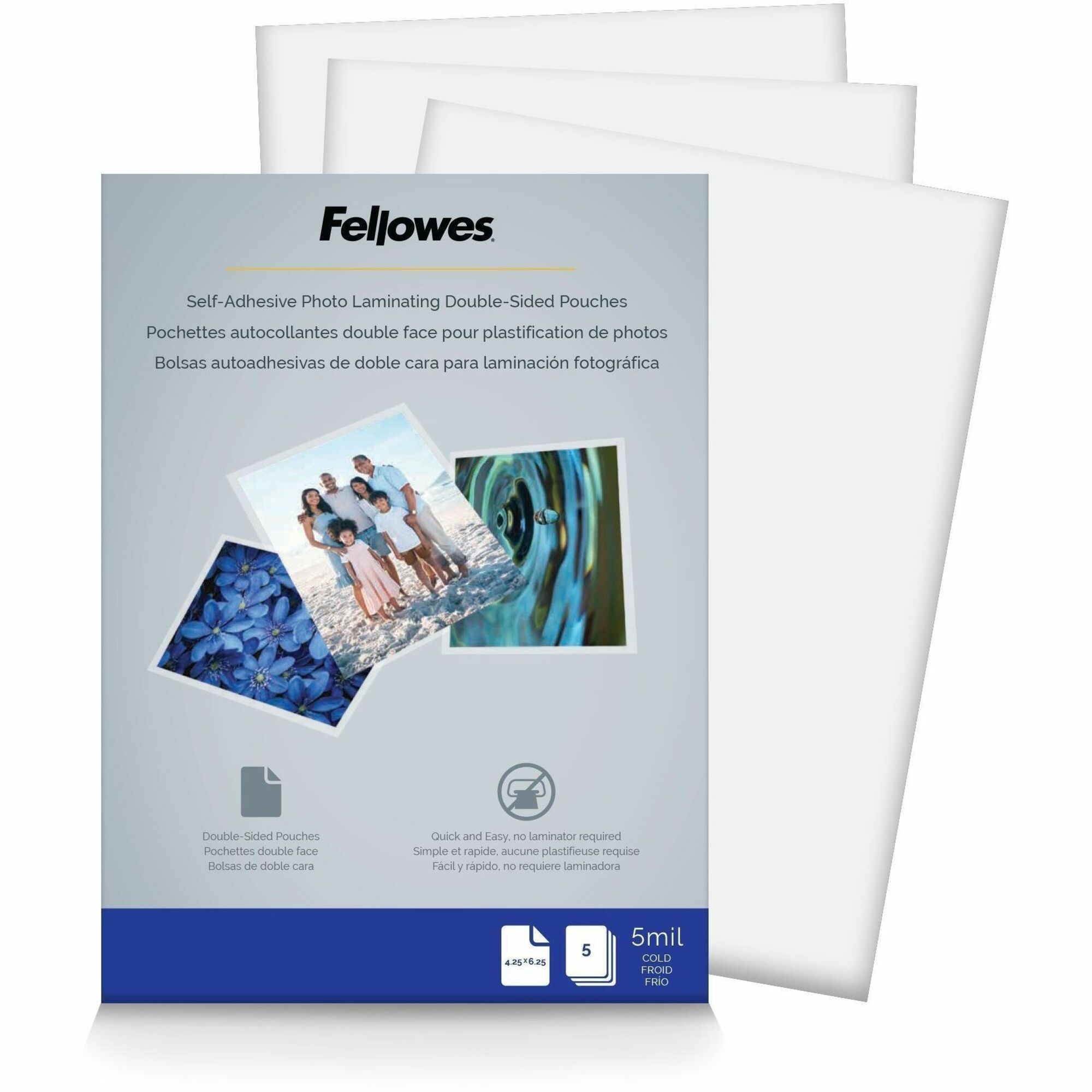 Fellowes Self-Adhesive Pouches - Photo, 5mil, 5 pack