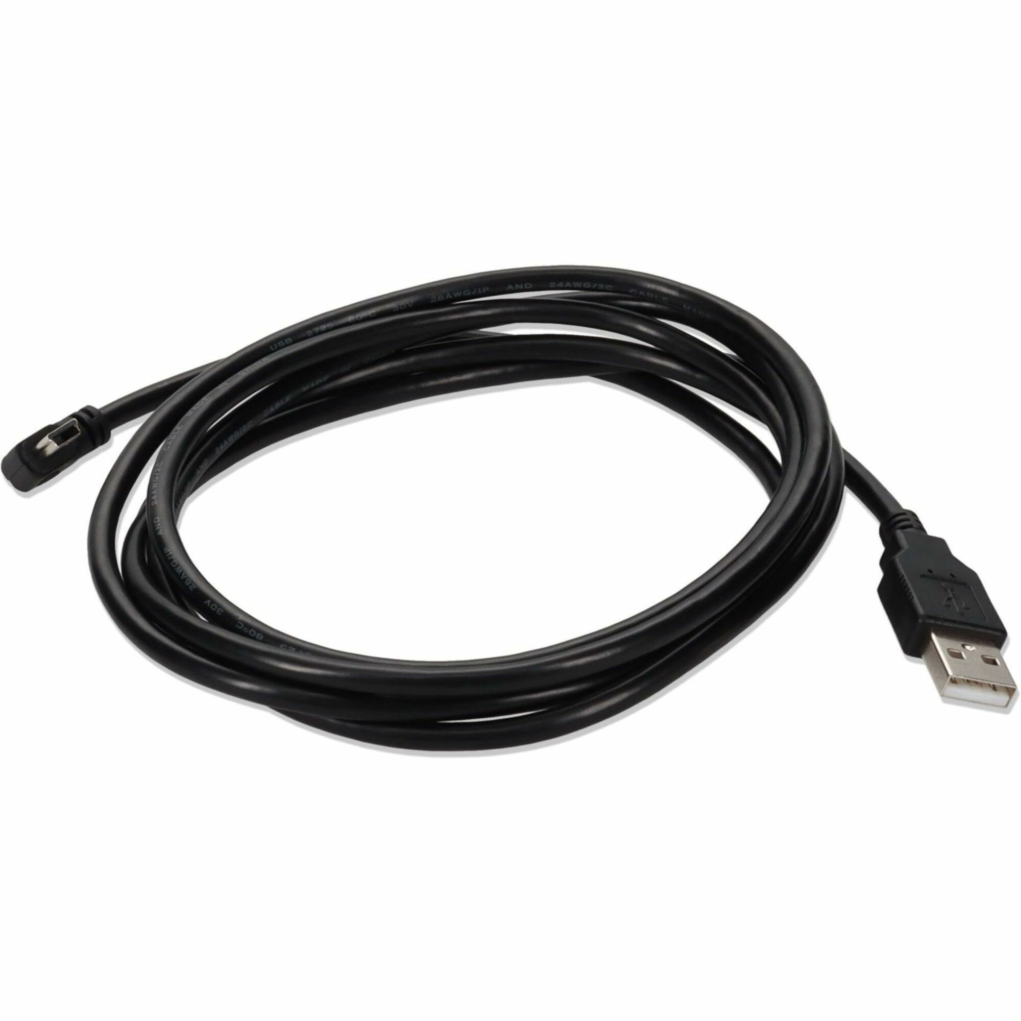 AddOn 6ft Mini USB A 2.0 Male to Mini USB B 2.0 Right-Angle Male Black Cable