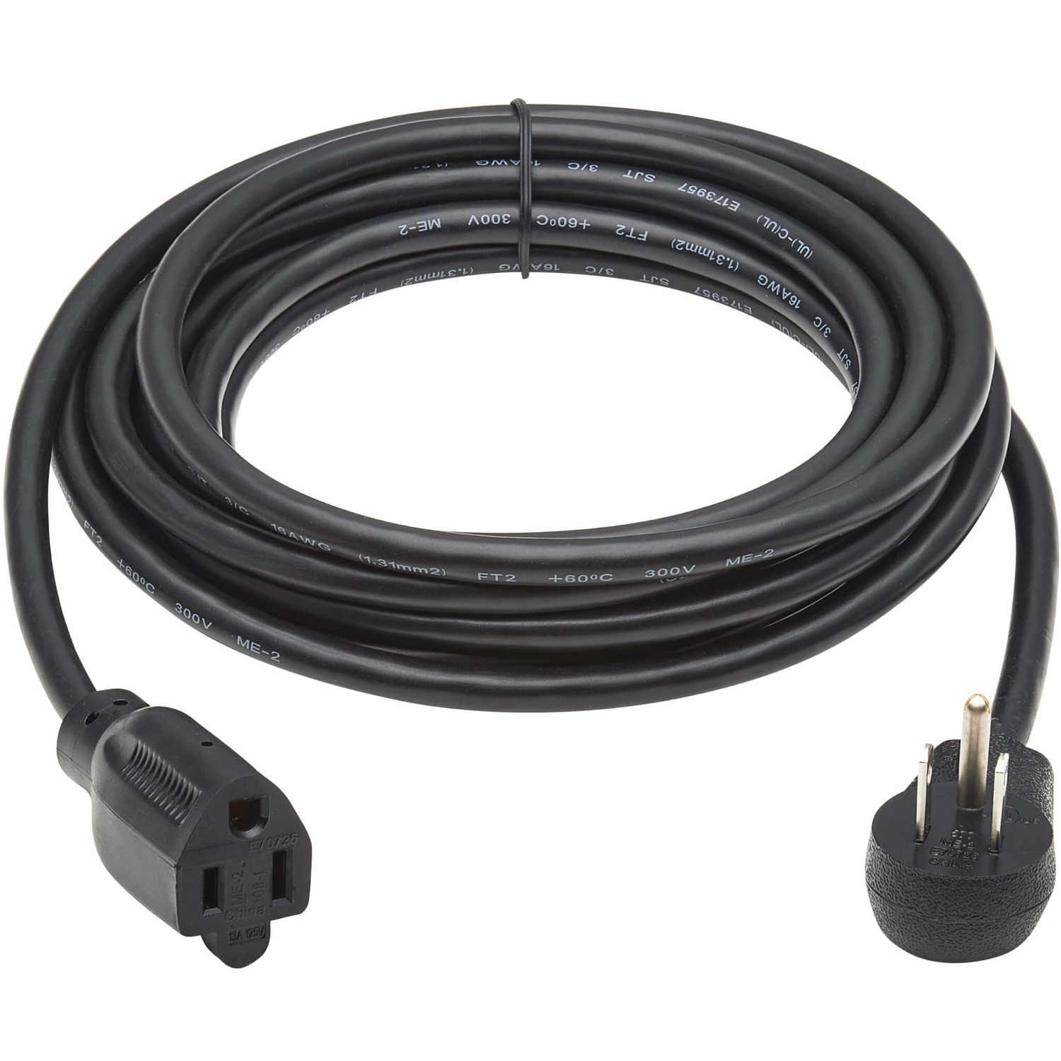 Eaton Tripp Lite Series Power Extension Cord, Right-Angle NEMA 5-15P to NEMA 5-15R - 13A, 120V, 16 AWG, 15 ft. (4.6 m), Black
