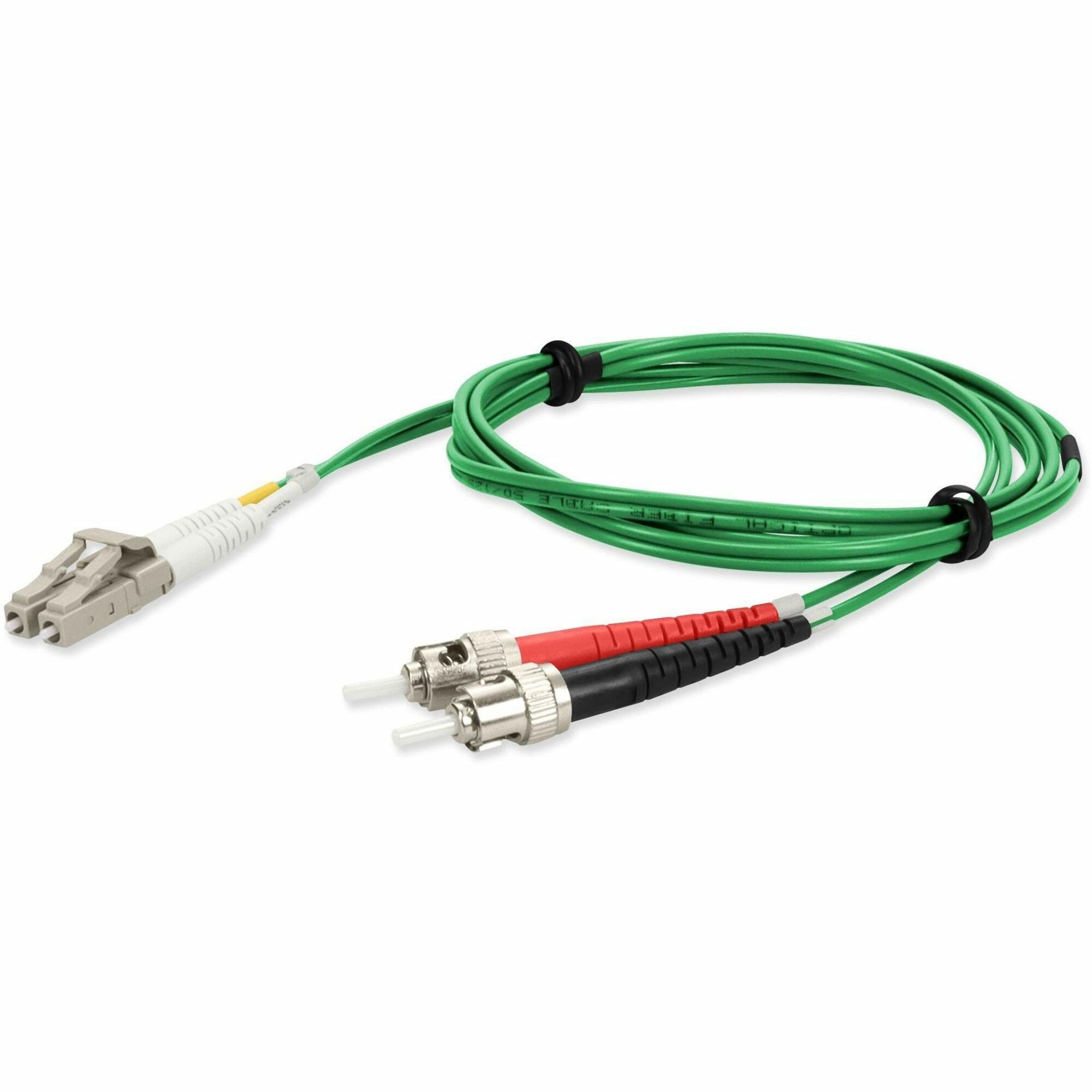 AddOn 2m ST to LC Green OM3 Duplex OFNR (Riser-Rated) Fiber Patch Cable